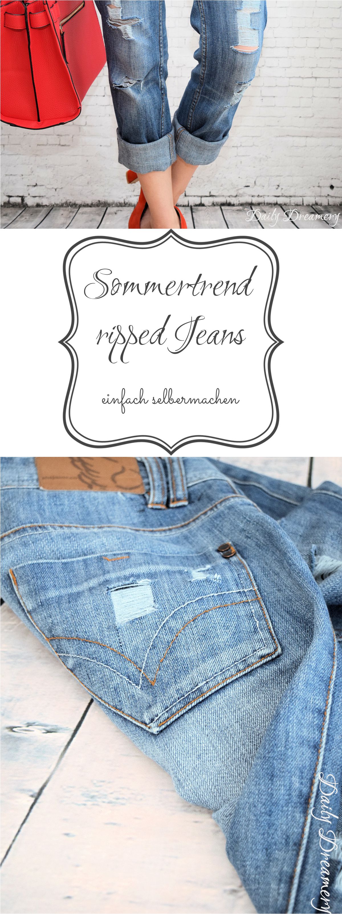 DIY Ripped Jeans Sommertrend