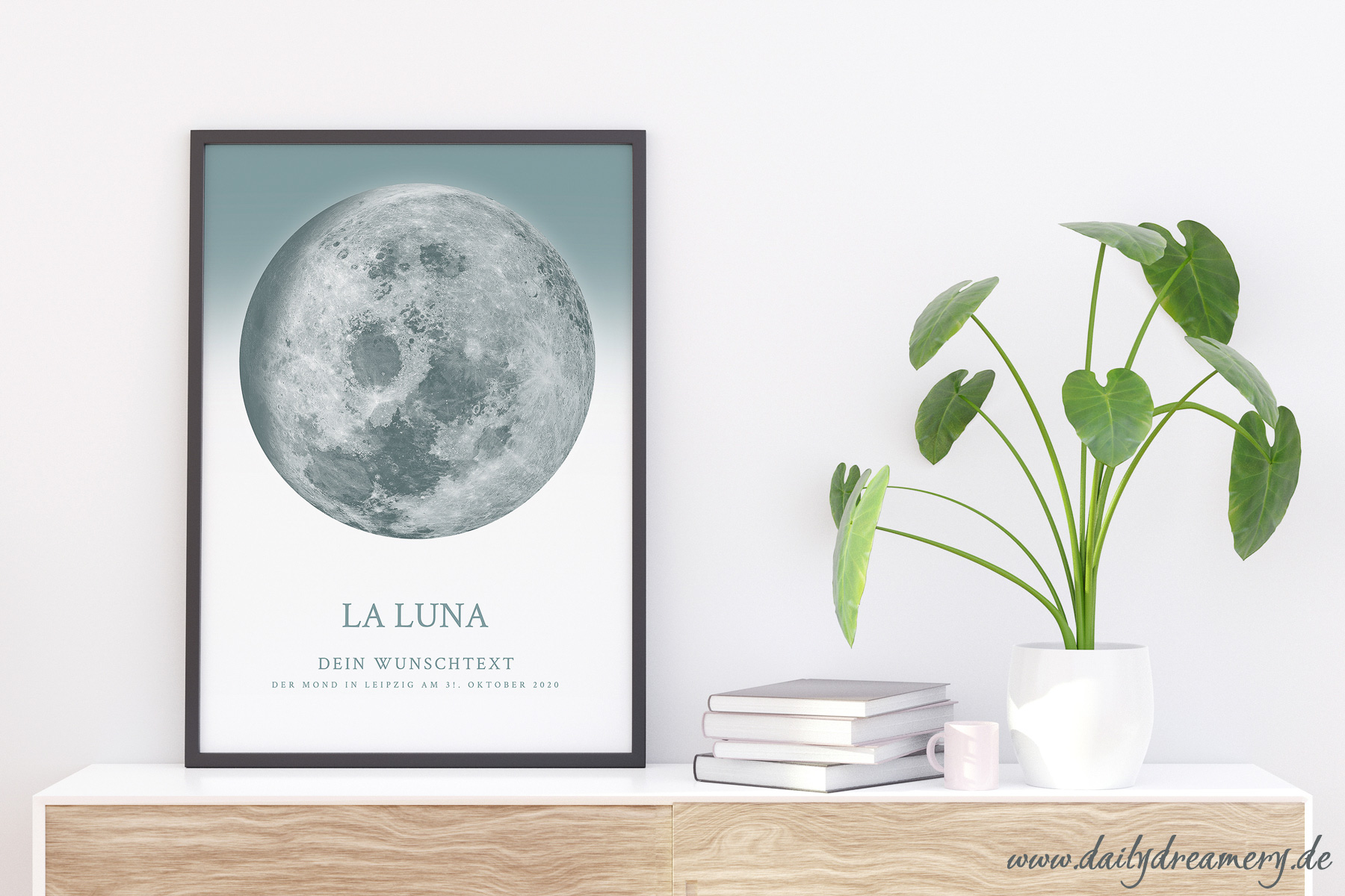 Poster mit Mondmotiv und deinem Wunschtext